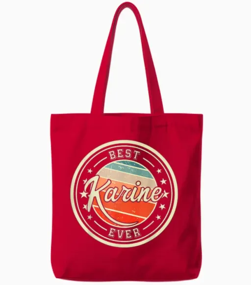 Best Karine Ever Funny Saying Name Karine T-Shirt, Black, S Tote Bags - Red
