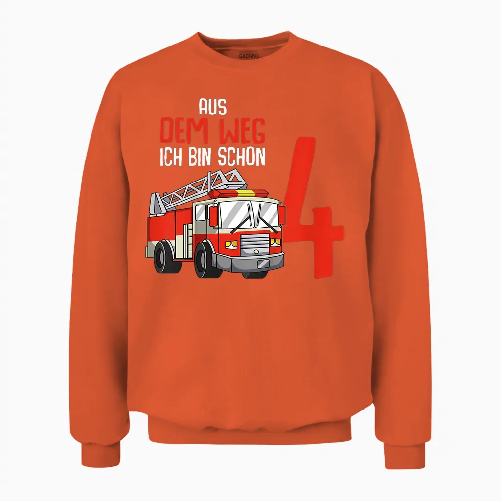 4. Geburtstag Feuerwehr 4 Jahre Kinder Junge Unisex Sweatshirt in Orange