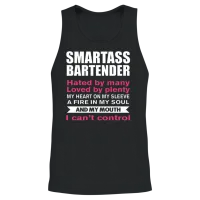 Funny Bartender T-Shirt Smartass Bartender Unisex Tank Top - Black – 2