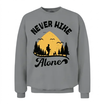 Never Hike Alone Mountain Dog Hiking Hiker Unisex Sweatshirt - Sport Grey
