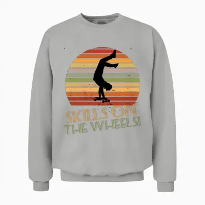 Skills on the Wheels Retro Skateboard Unisex Sweatshirt - Ash