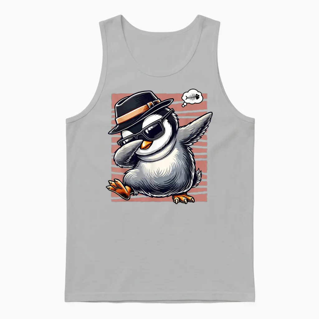 Penguin Dab Dabbing Funny Funny Penguin Theme T-Shirt, Black, S Unisex Tank Top in Ash