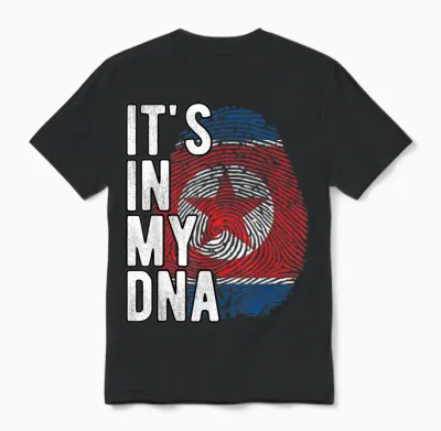 Funny It's in My Dna North Korea Flag Fingerprint T-Shirt, Black, S Unisex T-Shirt - Black