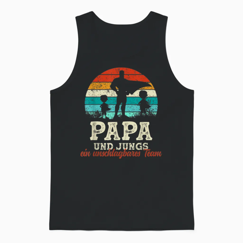 Team Papa Zwei Söhne Kinder Jungs Vatertag Bester Super Papa Unisex Tank Top in Black
