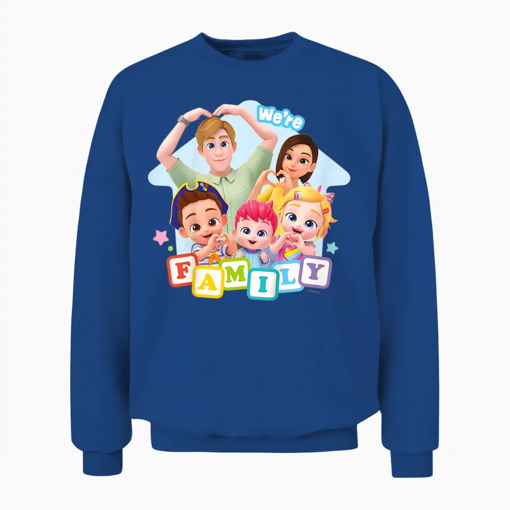 Kids Bebefinn We Are a Family, J'adore Brody Finn and Bora Kids T-Shirt, Blue, 2 Unisex Sweatshirt in Royal