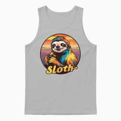 Funny Sloth Retro Vintage Unisex Tank Top - Ash