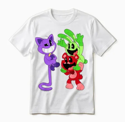 Poppy Playtime Catnap Bobby Bearhug & Hoppy Hopscotch Unisex T-Shirt - White