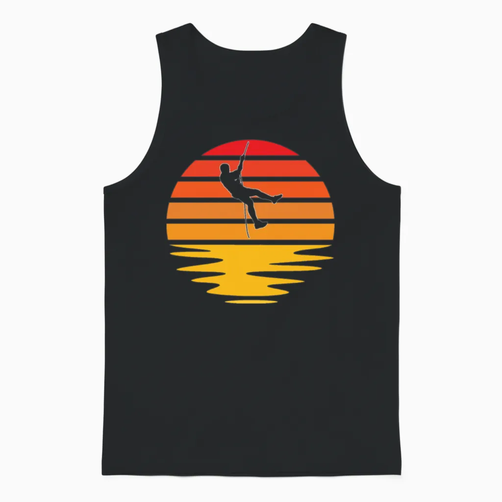 Climbing Retro Unisex Tank Top in Black