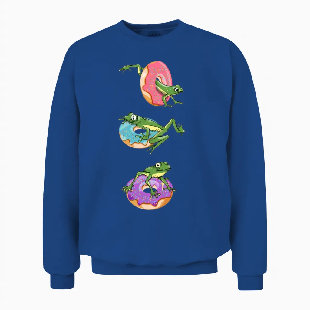 Funny Frogs and Doughnuts Unisex Sweatshirt in Royal