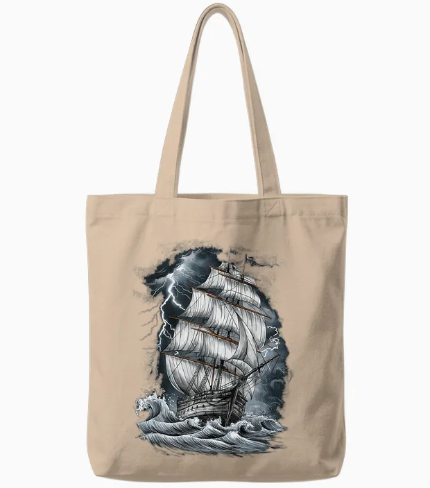 Altes Segelschiff Segeln Tote Bags in Natural