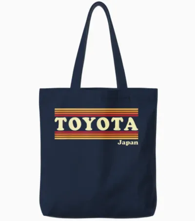 Vintage 80s Toyota Japan Retro Graphic Tote Bags - Navy