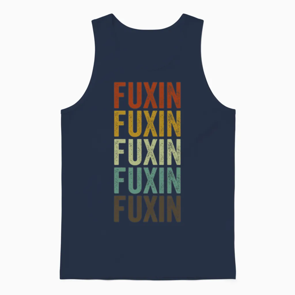 Fuxin China Retro Vintage Unisex Tank Top - Navy