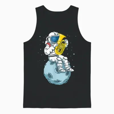 Astronaut Tuba Spieler Musikliebhaber Kinder Big Band Tuba Unisex Tank Top - Black