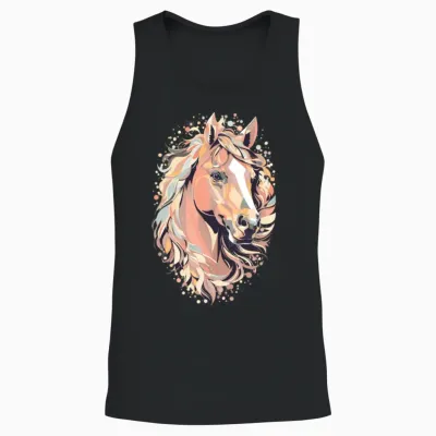 Sweet Horse Design - Colorful Horse Silhouette Unisex Tank Top - Black