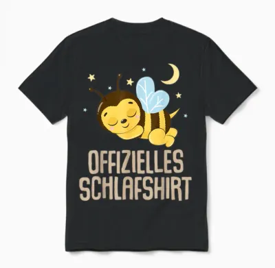 Offizielles Schlafshirt Herren Biene Lustig Geschenk Fun Unisex T-Shirt - Black