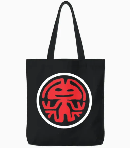 Rabbit in the Moon Abstract Tote Bags - Black
