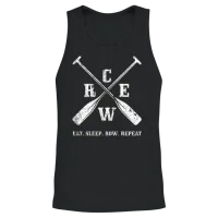 Eat. Sleep. Row. Repeat Crew Rowing Boating Crew Unisex Tank Top - Black – 2