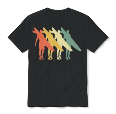 Retro Surfing Unisex T-Shirt - Black
