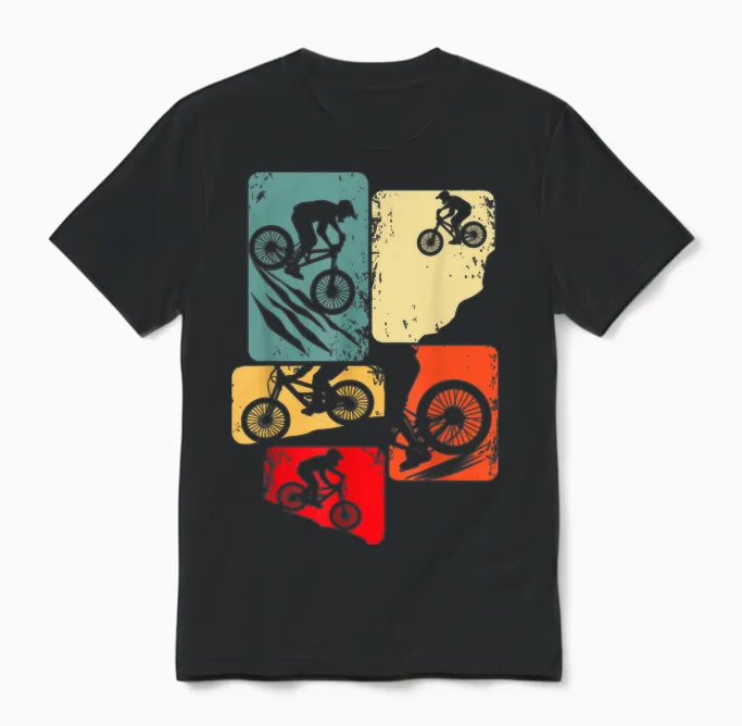 Mountain Bike Downhill Biker Mtb Boys Kids T-Shirt, Black Unisex T-Shirt in Black