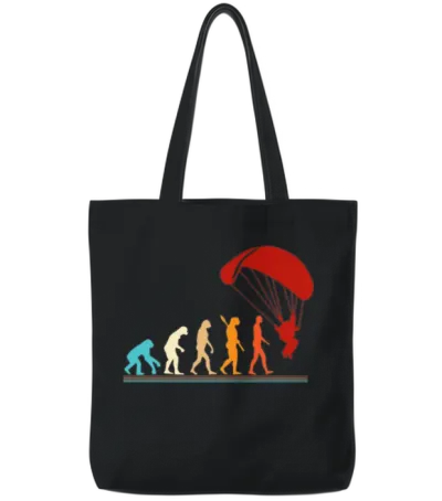 Funny Skydiving Evolution Tote Bags - Black