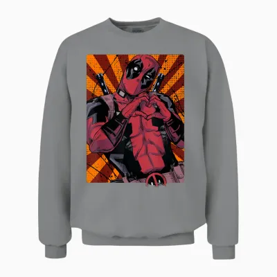 Marvel Deadpool Heart Hands Portrait T-Shirt Small Unisex Sweatshirt - Sport Grey