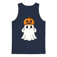 Halloween Pumpkin Hat Ghost Unisex Tank Top - Navy – 1