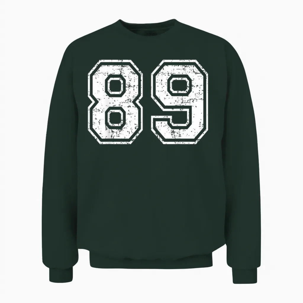 89 Matching Universitaire Grunge De Sports D'équipe Numéro Quatre-Vingt-Neuf Unisex Sweatshirt in Forest