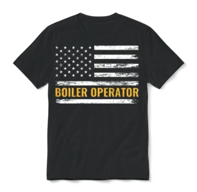 Boiler Operator American Flag Work Pride Unisex T-Shirt - Black