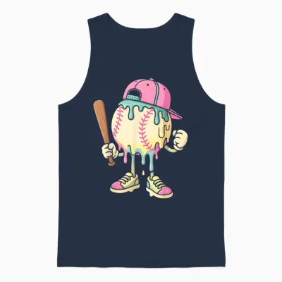 Ice Cream Drip Baseball Spots Baseball Drip for Girls Unisex Tank Top - Navy
