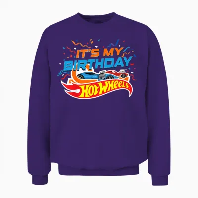Kids Hot Wheels It's My Birthday Confetti Unisex Sweatshirt - Purple
