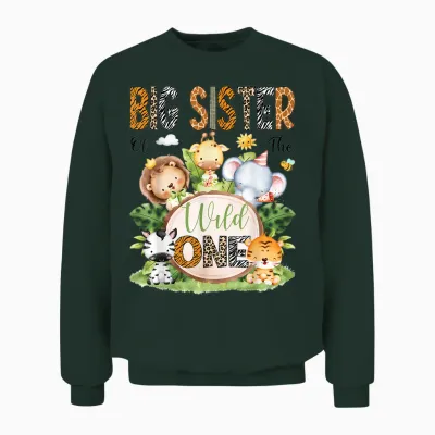 Big Sister of the Wild One Safari Dschungel 1. Geburtstag Kinder Unisex Sweatshirt - Forest