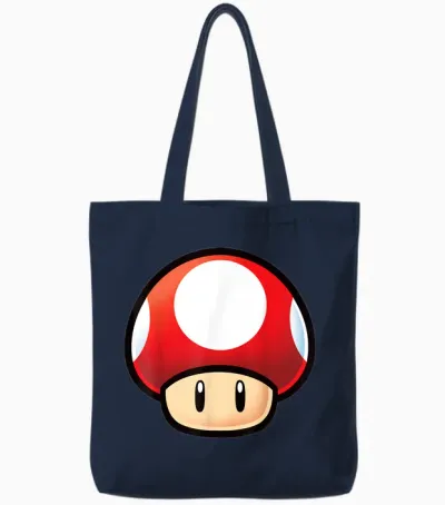Super Mario Red Mushroom Big Face Tote Bags - Navy
