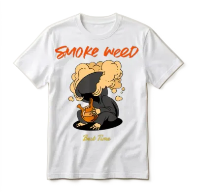 Cartoon Art Smoke Weed Unisex T-Shirt - White