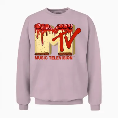 Original Mtv Logo with a Tasty Cherry Pie Cake Unisex Sweatshirt - Light Pink
