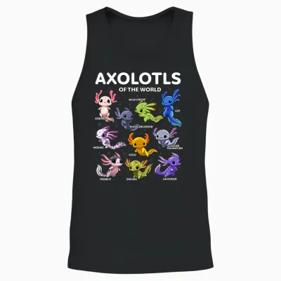 Axolotl Shirt Kawaii Axolotls of the World Axolotl Animals Unisex Tank Top - Black