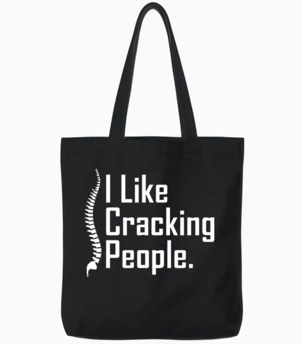 Funny Chiropractor Joke Memes & Humor Tote Bags in Black