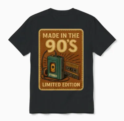 90’s Retro Stereo – Limited Edition Patch Unisex T-Shirt - Black