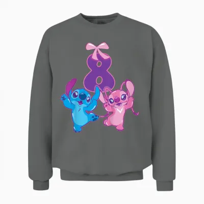 Kids Lilo and Stitch 8 Birthday T-Shirt, Black, S Unisex Sweatshirt - Graphite Heather