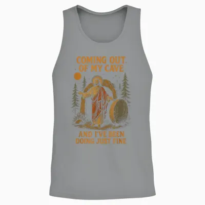 Coming Out of My Cave and I've Been Doing Just Fine Jesus Unisex Tank Top - Sport Grey