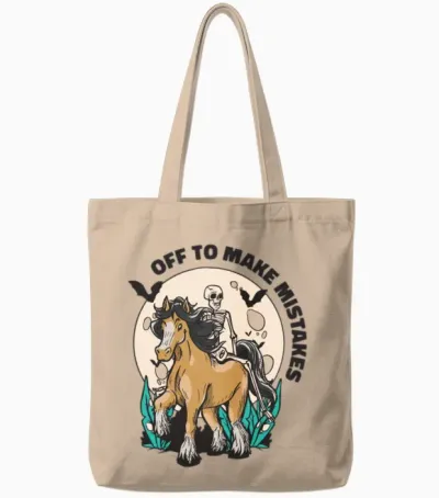Skeleton Riding Horse Mistakes Horse Riding Tote Bags - Natural