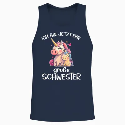 Ich Bin Jetzt Eine Große Schwester Unicorn Sun Girls' Unisex Tank Top - Navy
