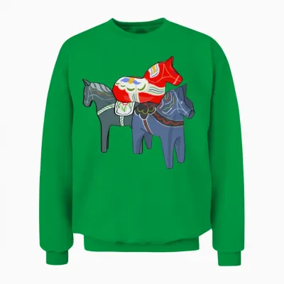 Dala Horses Unisex Sweatshirt - Irish Green