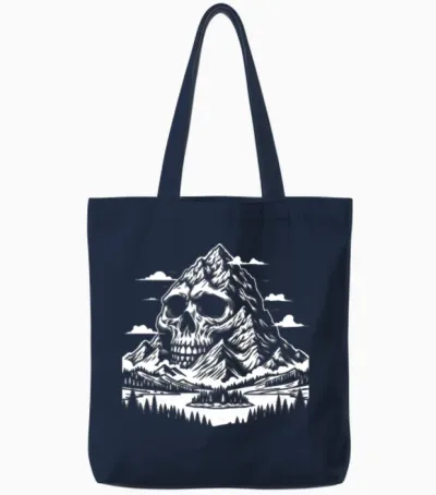 Hiking Hike Skull Nature Tote Bags - Navy