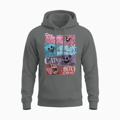 Poppy Playtime Best Friends Forever Distressed Group Shot Unisex Hoodie - Graphite Heather
