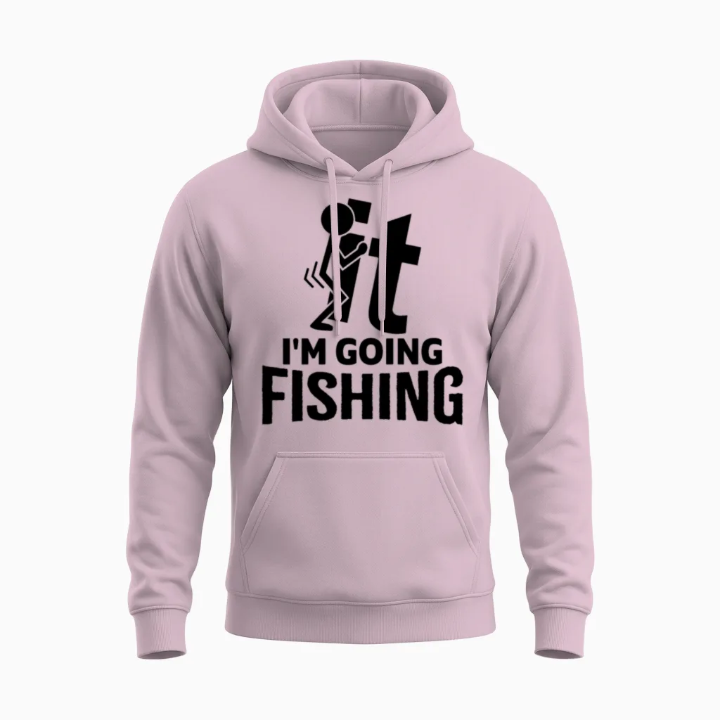 Funny Fishing Unisex Hoodie in Light Pink