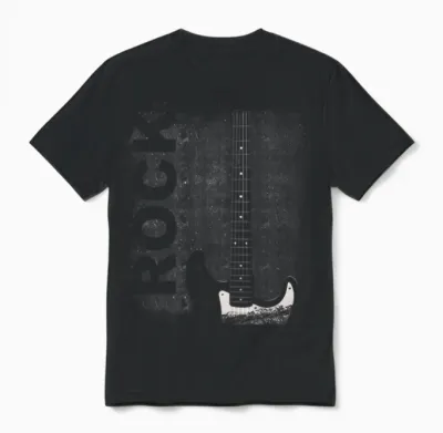 Rock Band Men's Women's Guitar Player in Distressed Look T-Shirt, Black Unisex T-Shirt - Black