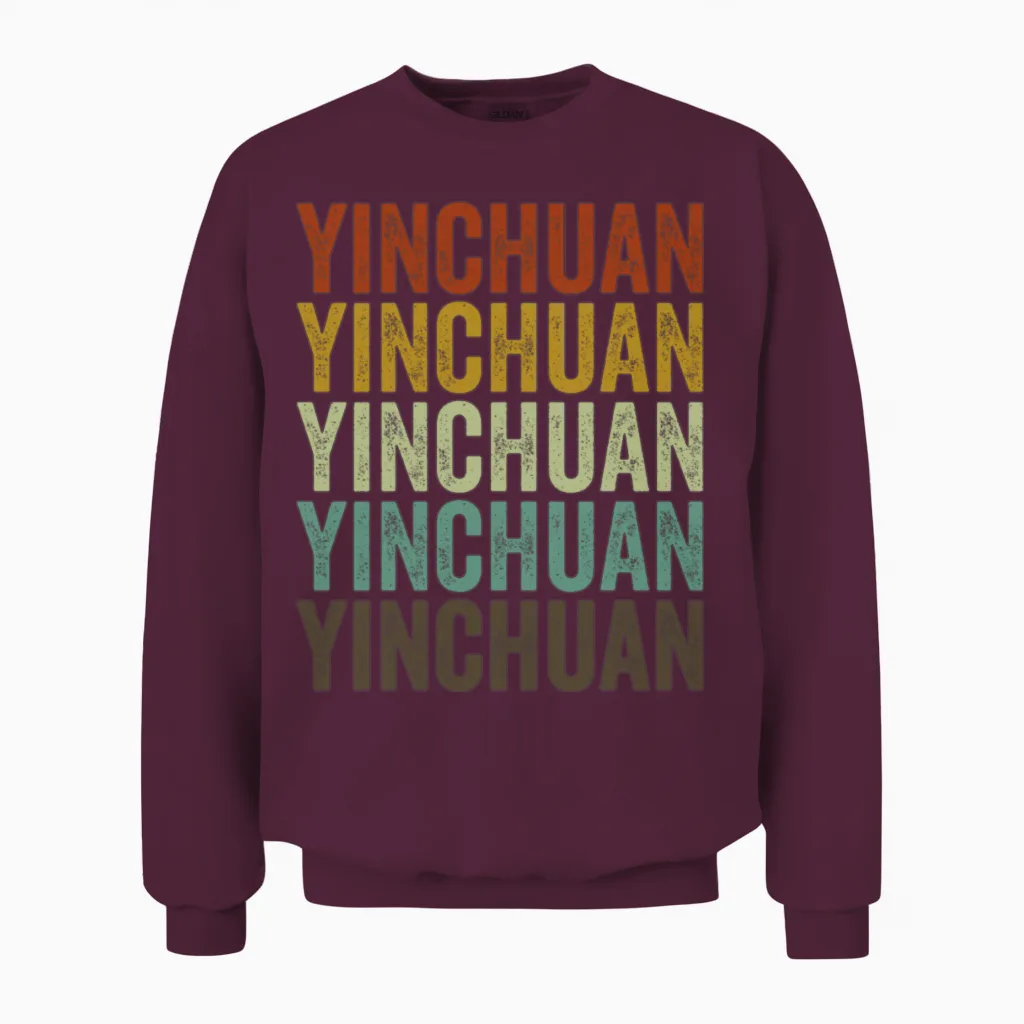 Yinchuan China Retro Vintage Unisex Sweatshirt - Maroon