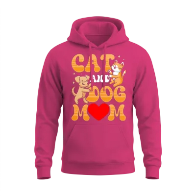 Cat and Dog Mom Dogs Cats Lover Unisex Hoodie - Heliconia