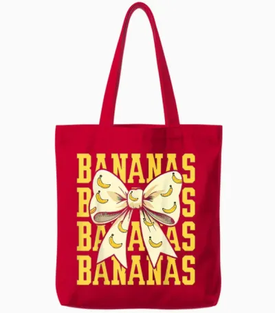 Retro Bananas Last Name Coquette Bow Women Girls Tote Bags - Red