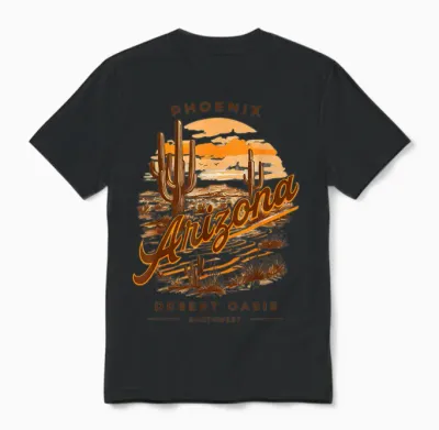 Phoenix Arizona Shirt Desert Vintage Retro Kaktus Oase Unisex T-Shirt - Black